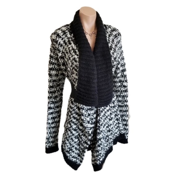 LOFT chunky knit waterfall cardigan black boho sweater small, FINAL PRICE! - Picture 2 of 16
